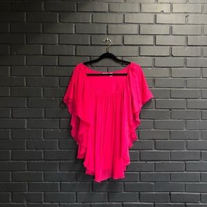 CATO Hot Pink Flutter Sleeveless Top